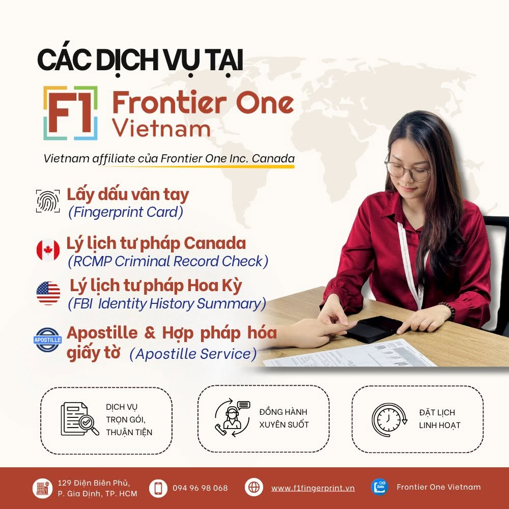 Frontier One Vietnam cung cấp dịch vụ lý lịch tư pháp quốc tế.